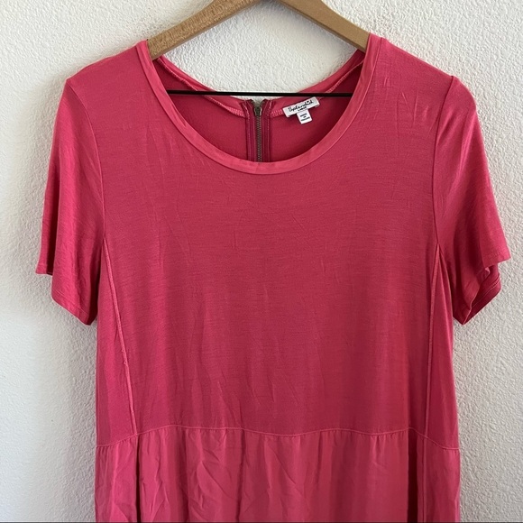 Splendid Rayon Voile Shift Dress Pink Blaze Exposed Zip Large - Picture 2 of 10